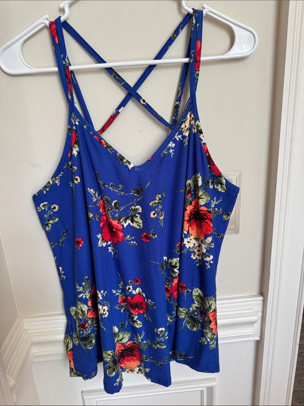 Papermoon Royal Blue Floral Crisscross Cami